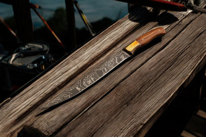 Damascus Knife Store Premium Damascus Fillet Knife – 12.5" Handmade Precision - Angler's Pro Tackle & Outdoors