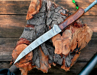 Damascus Knife Store Premium Damascus Fillet Knife – 7.6" Blade, Rosewood Handle - Angler's Pro Tackle & Outdoors