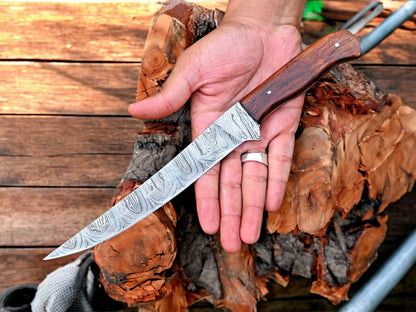 Damascus Knife Store Premium Damascus Fillet Knife – 7.6" Blade, Rosewood Handle - Angler's Pro Tackle & Outdoors