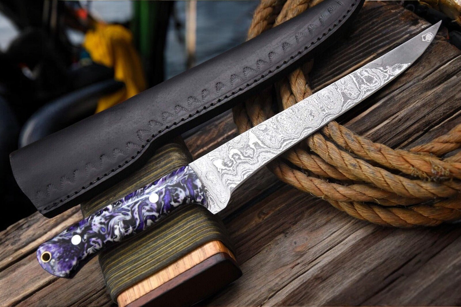 Damascus Knife Store Premium Handmade Damascus Fillet Knife - 12.8" - Angler's Pro Tackle & Outdoors