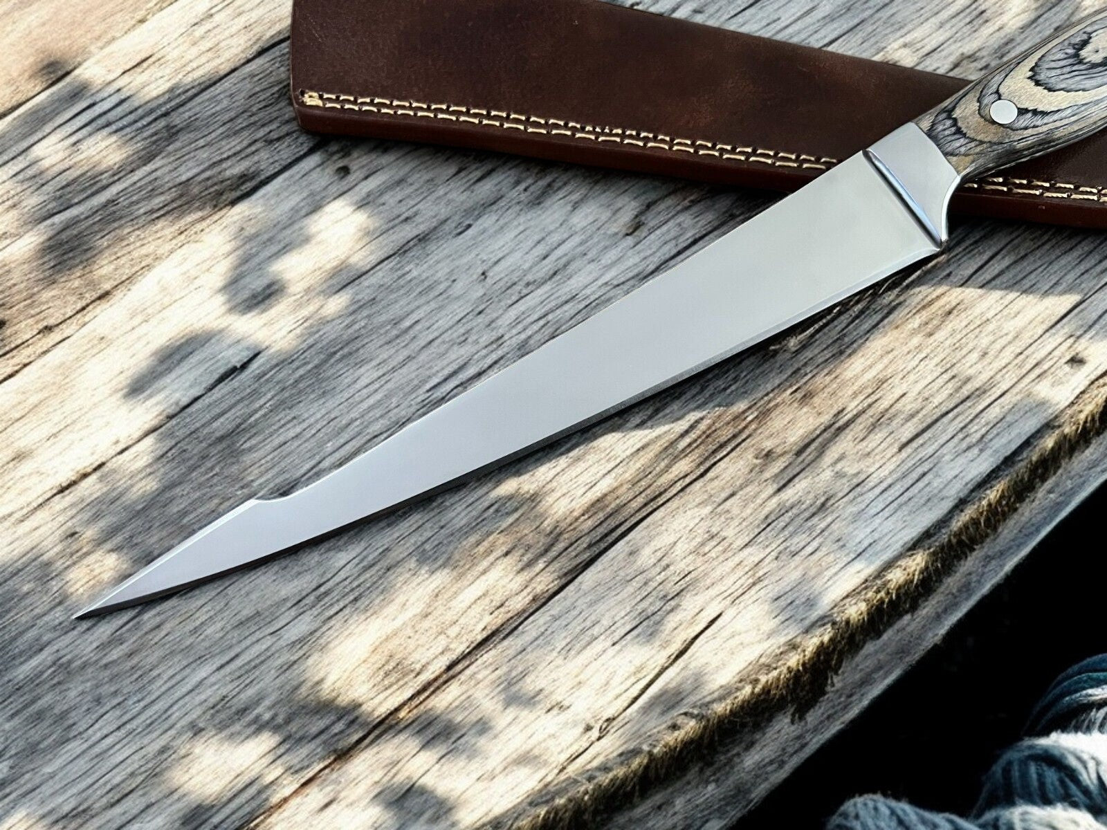 Damascus Knife Store Premium Handmade Fillet Knife with Exotic Pakka Wood Handle - Angler's Pro Tackle & Outdoors