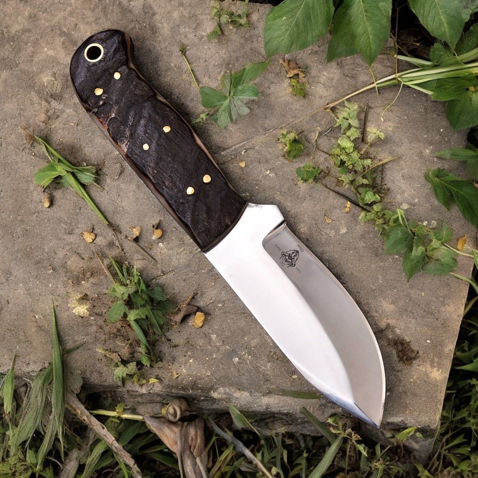 Damascus Knife Store Premium Handmade Hunting Knife with Sheep Horn Handle - Angler's Pro Tackle & Outdoors