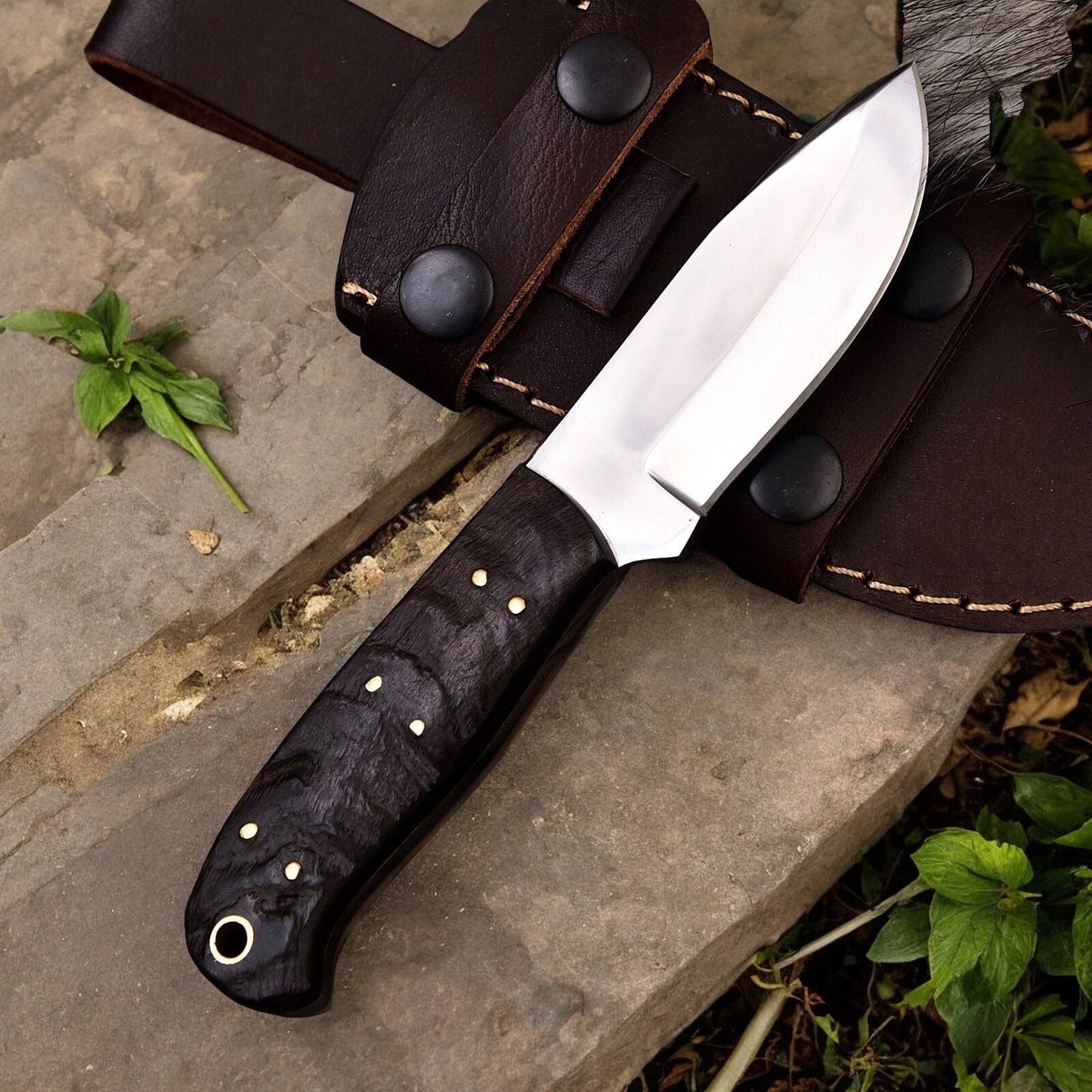 Damascus Knife Store Premium Handmade Hunting Knife with Sheep Horn Handle - Angler's Pro Tackle & Outdoors