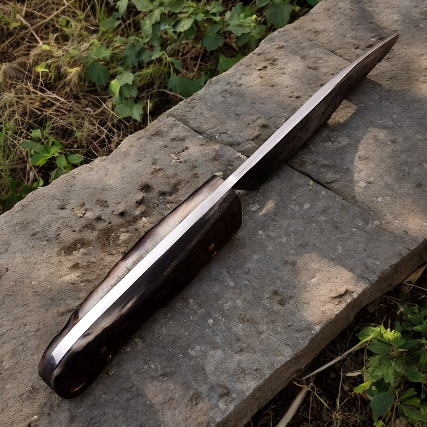 Damascus Knife Store Premium Handmade Hunting Knife with Sheep Horn Handle - Angler's Pro Tackle & Outdoors