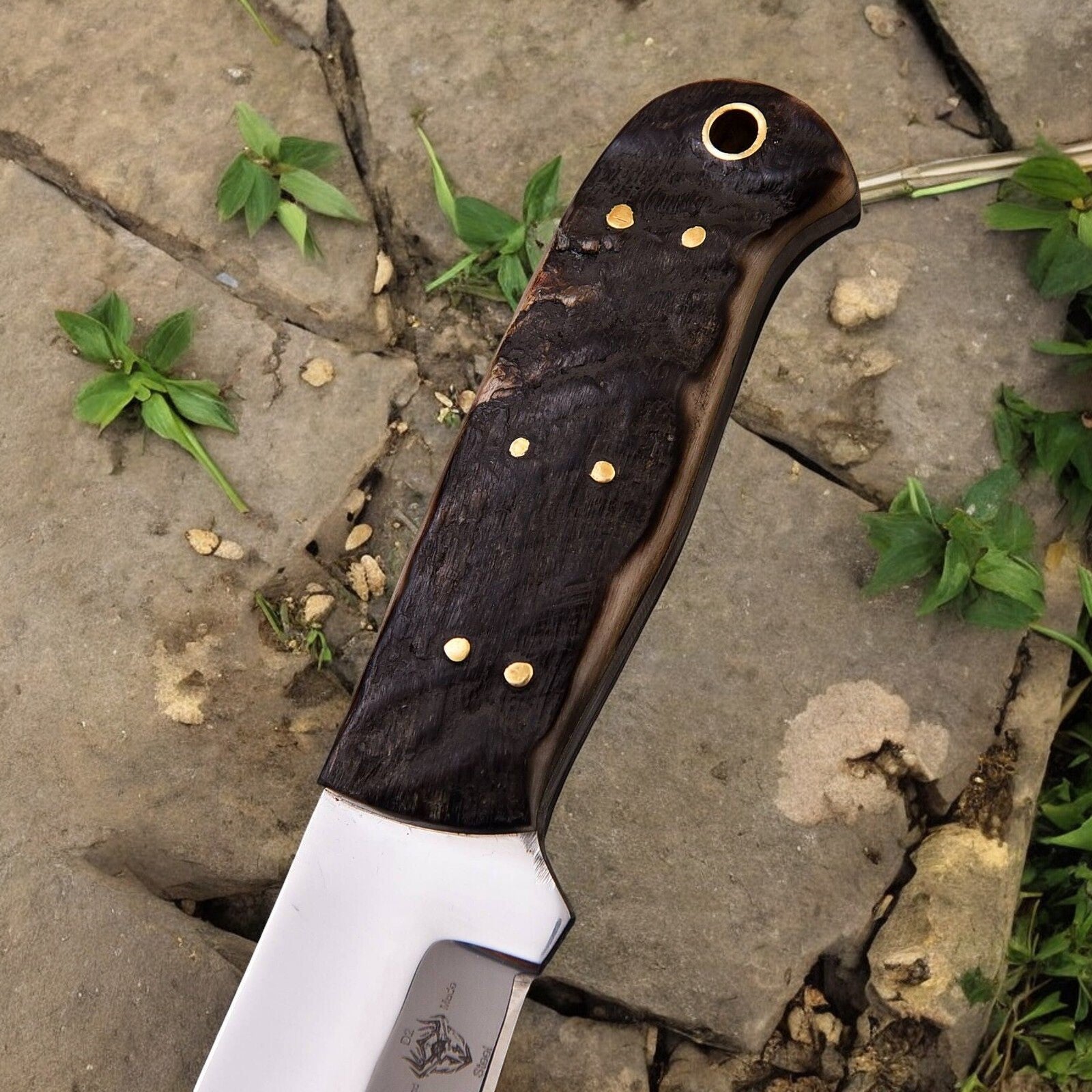 Damascus Knife Store Premium Handmade Hunting Knife with Sheep Horn Handle - Angler's Pro Tackle & Outdoors