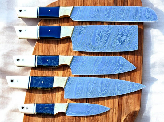 Damascus Knife Store Premium Handmade Kitchen Knives Set – Resin & Bone - Angler's Pro Tackle & Outdoors