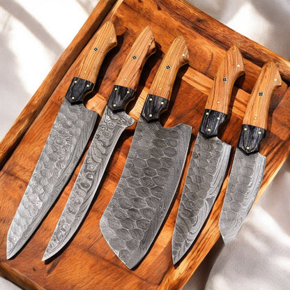 Damascus Knife Store Premium Kitchen Knives Set – Handmade & Sharp - Angler's Pro Tackle & Outdoors