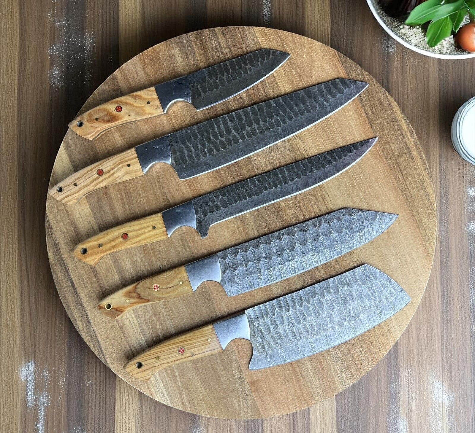 Damascus Knife Store Steel Knife Set – 5 - Piece Full Tang Forged Collection - Angler's Pro Tackle & Outdoors