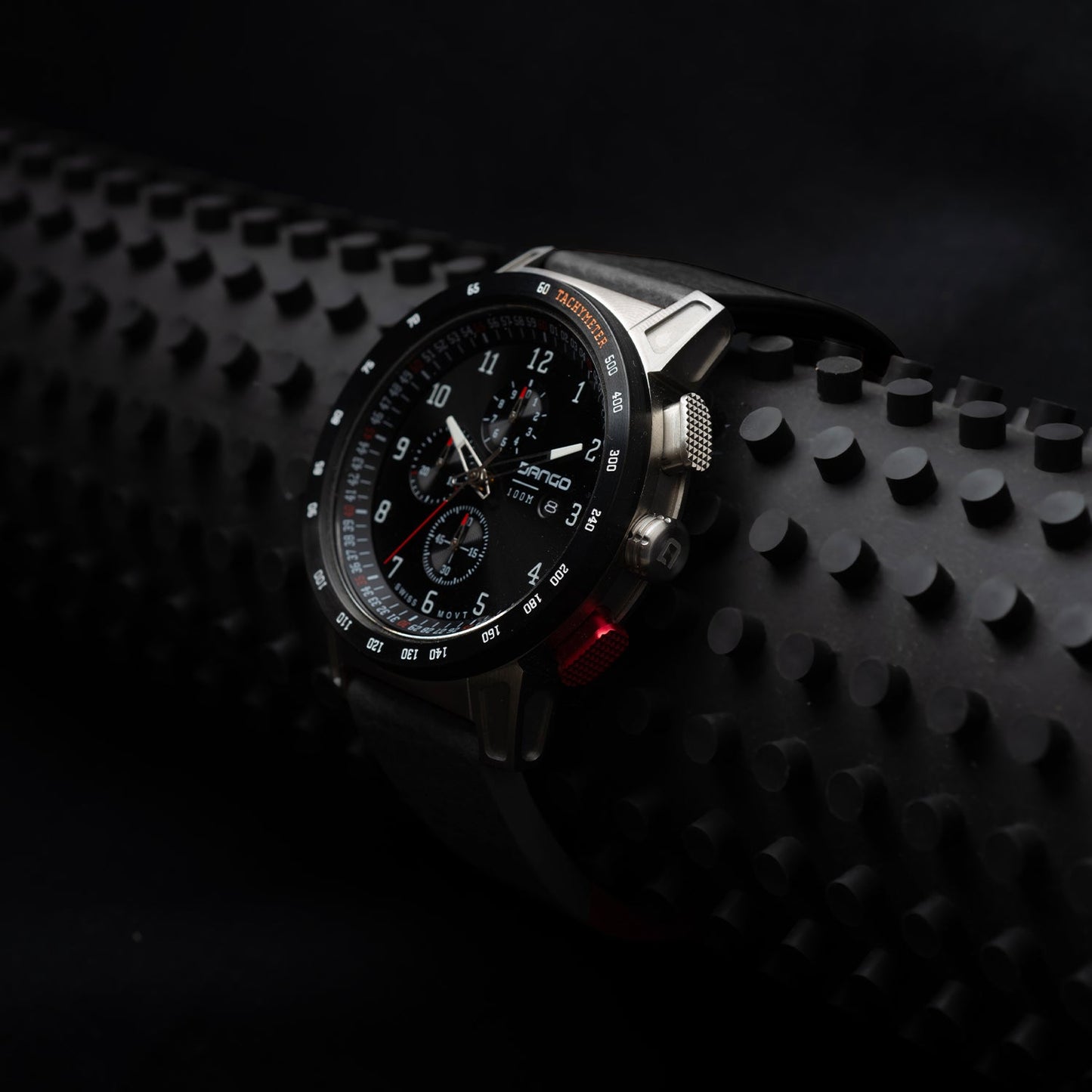 DANGO CR - 01 - CHRONO WATCH WITH ITALIAN LEATHER STRAP - JET BLACK - Angler's Pro Tackle & Outdoors