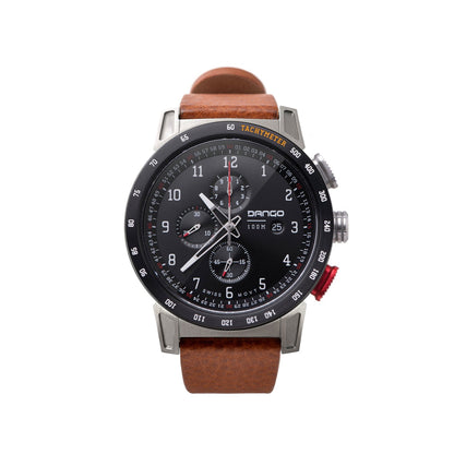 DANGO CR - 01 - CHRONO WATCH WITH ITALIAN LEATHER STRAP - WHISKEY BROWN - Angler's Pro Tackle & Outdoors