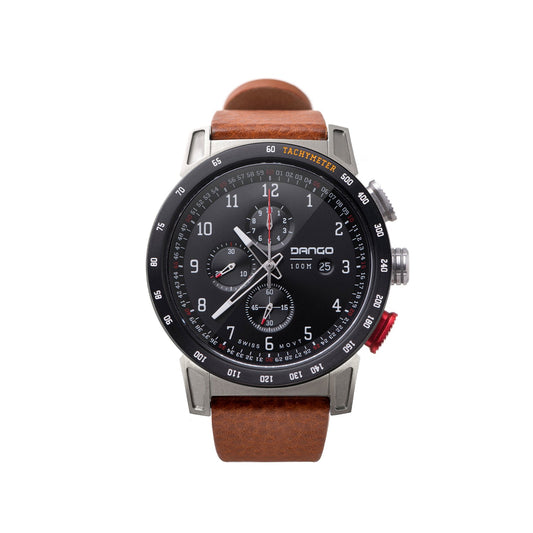 DANGO CR - 01 - CHRONO WATCH WITH ITALIAN LEATHER STRAP - WHISKEY BROWN - Angler's Pro Tackle & Outdoors