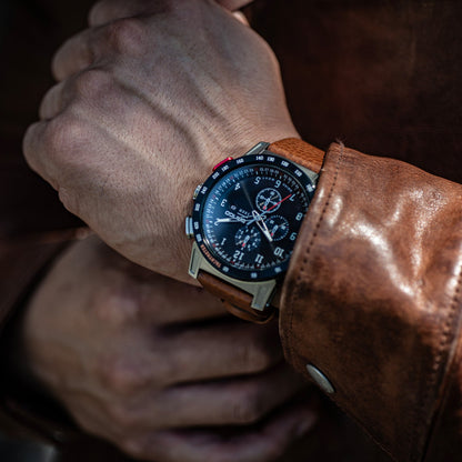 DANGO CR - 01 - CHRONO WATCH WITH ITALIAN LEATHER STRAP - WHISKEY BROWN - Angler's Pro Tackle & Outdoors