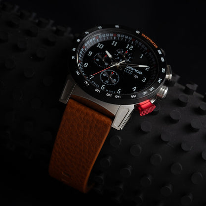 DANGO CR - 01 - CHRONO WATCH WITH ITALIAN LEATHER STRAP - WHISKEY BROWN - Angler's Pro Tackle & Outdoors