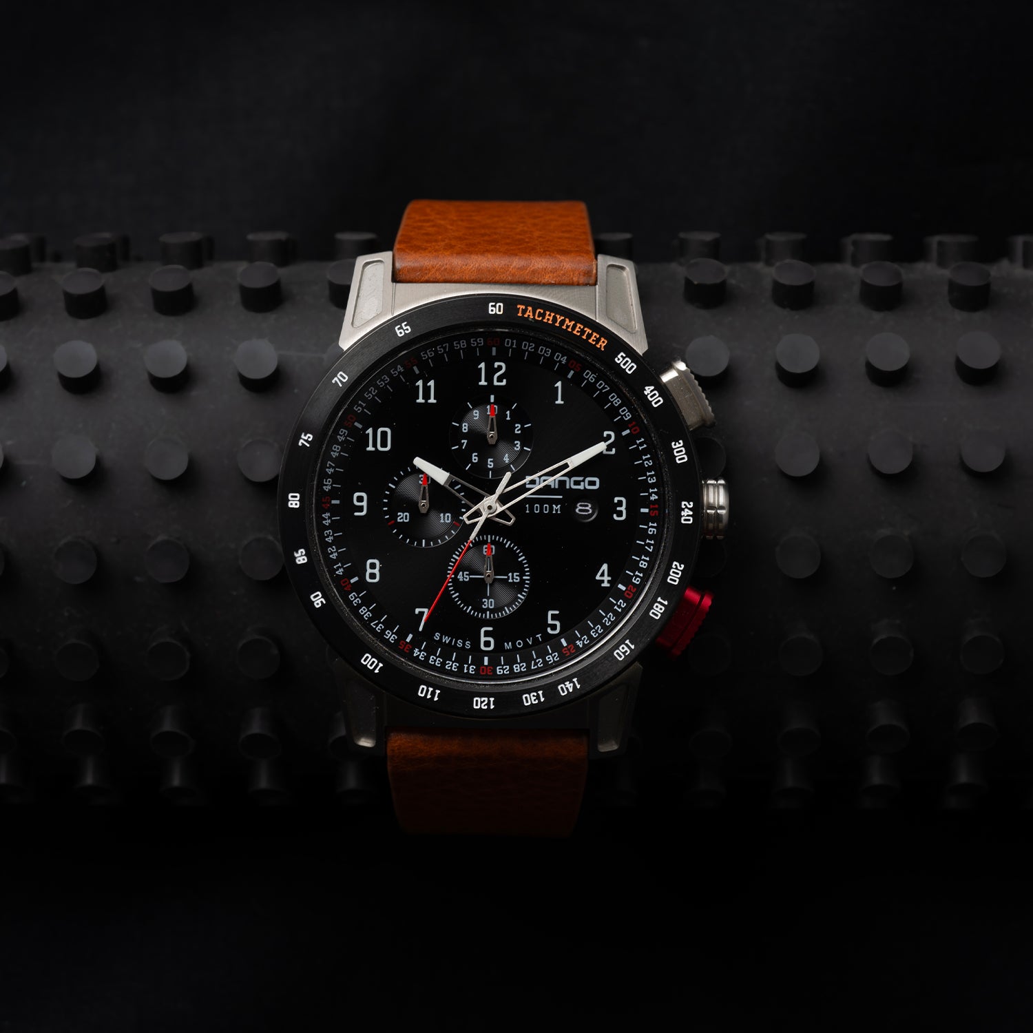 DANGO CR - 01 - CHRONO WATCH WITH ITALIAN LEATHER STRAP - WHISKEY BROWN - Angler's Pro Tackle & Outdoors