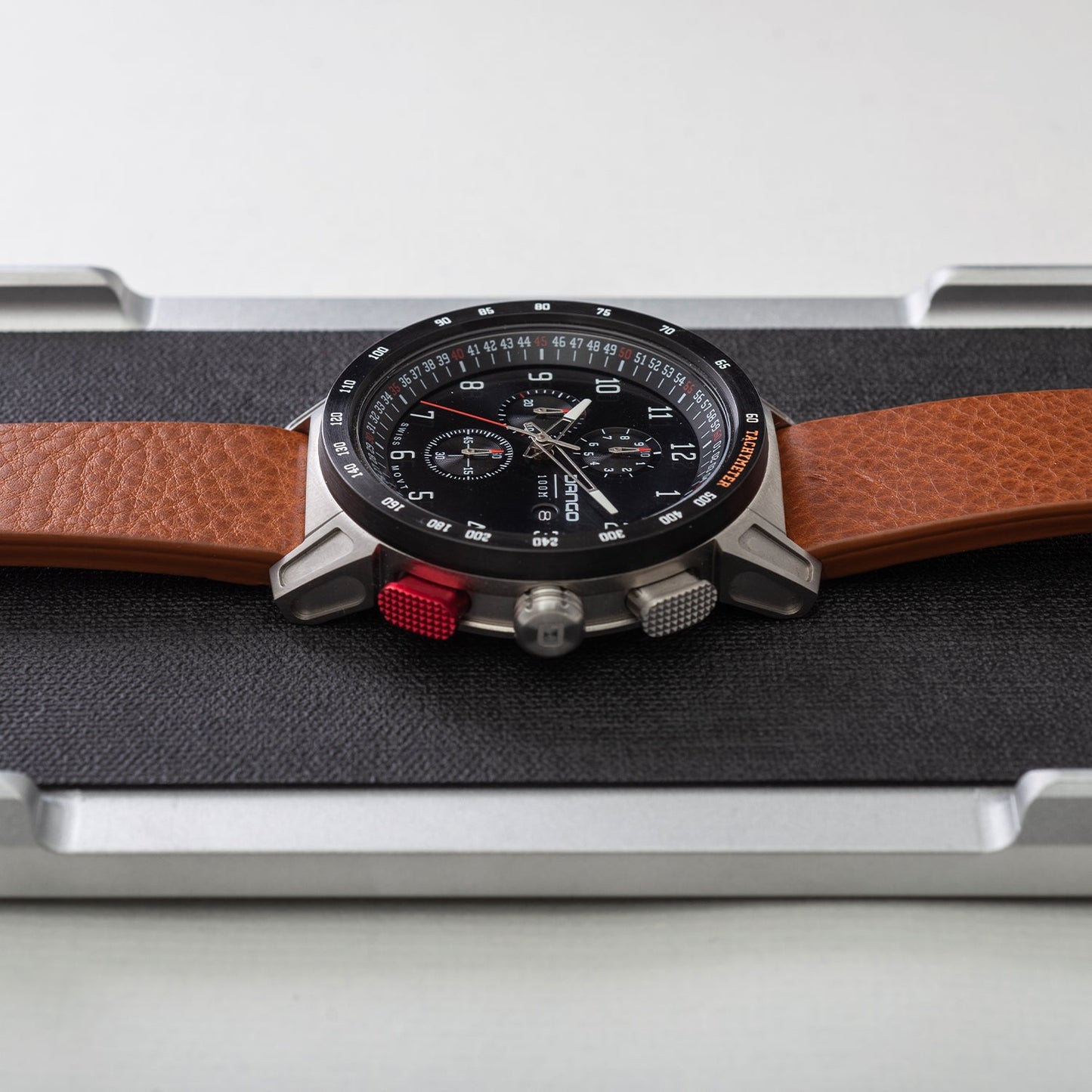 DANGO CR - 01 - CHRONO WATCH WITH ITALIAN LEATHER STRAP - WHISKEY BROWN - Angler's Pro Tackle & Outdoors