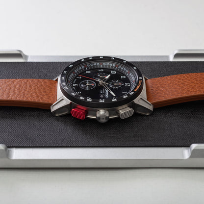 DANGO CR - 01 - CHRONO WATCH WITH ITALIAN LEATHER STRAP - WHISKEY BROWN - Angler's Pro Tackle & Outdoors