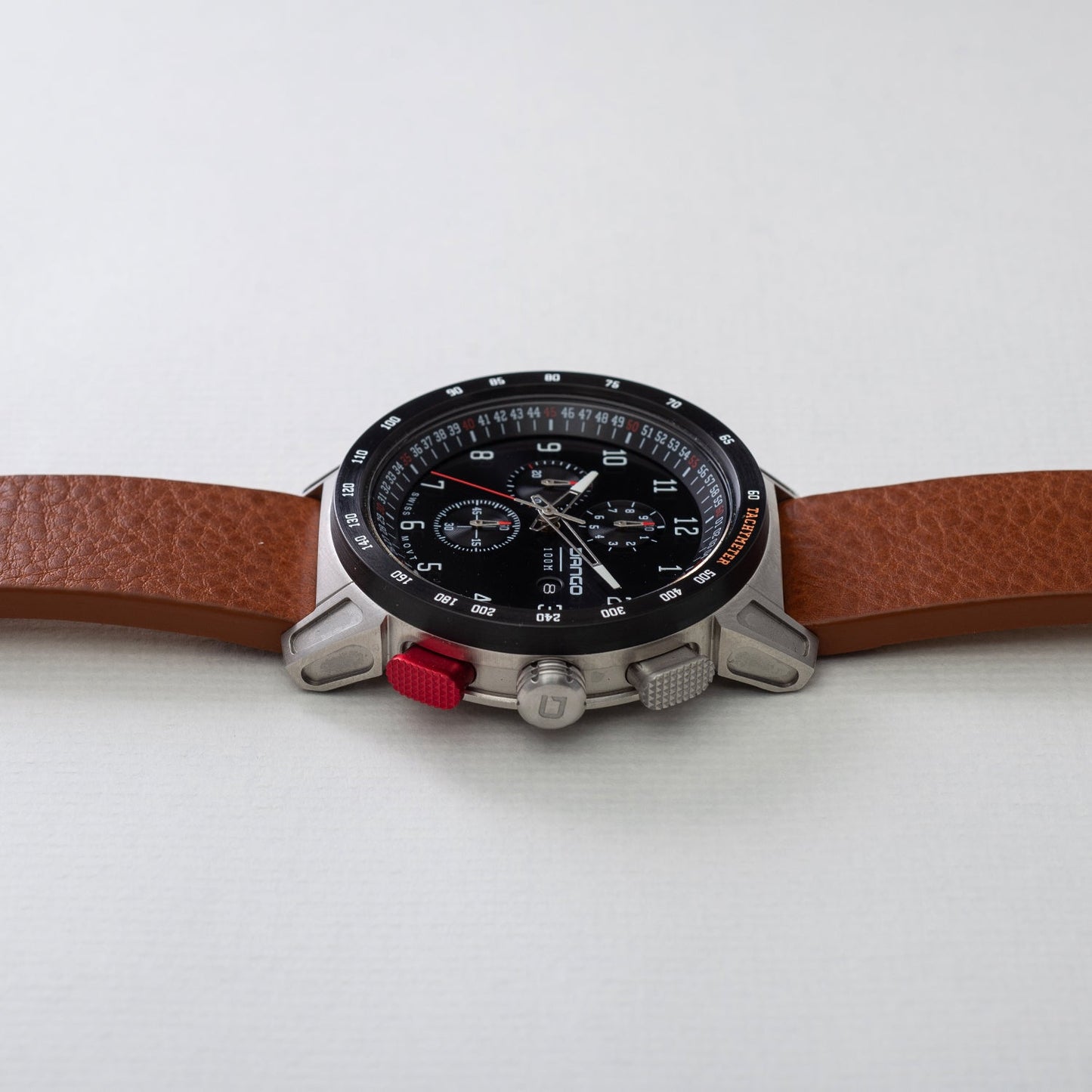 DANGO CR - 01 - CHRONO WATCH WITH ITALIAN LEATHER STRAP - WHISKEY BROWN - Angler's Pro Tackle & Outdoors