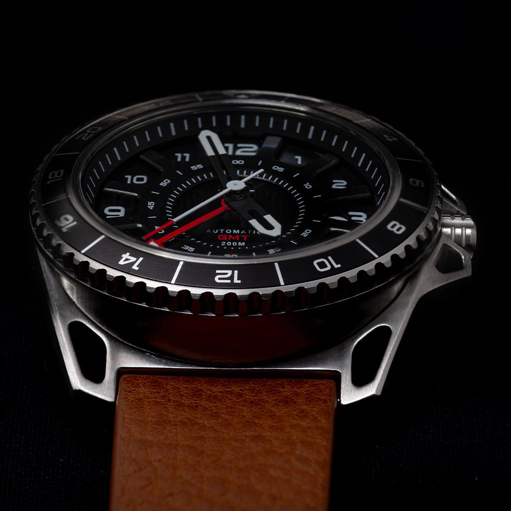 DANGO GMT - 01 - AUTOMATIC GMT WATCH WITH ITALIAN LEATHER STRAP - Angler's Pro Tackle & Outdoors