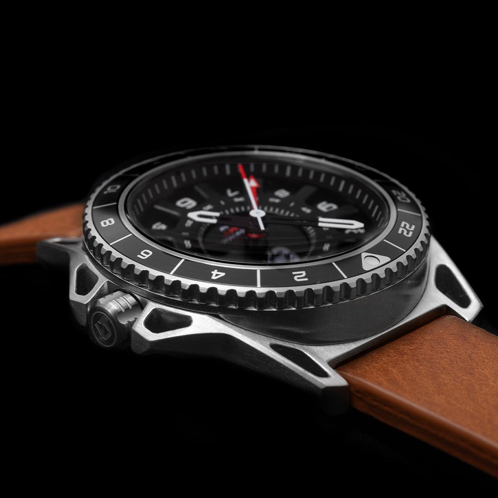 DANGO GMT - 01 - AUTOMATIC GMT WATCH WITH ITALIAN LEATHER STRAP - Angler's Pro Tackle & Outdoors