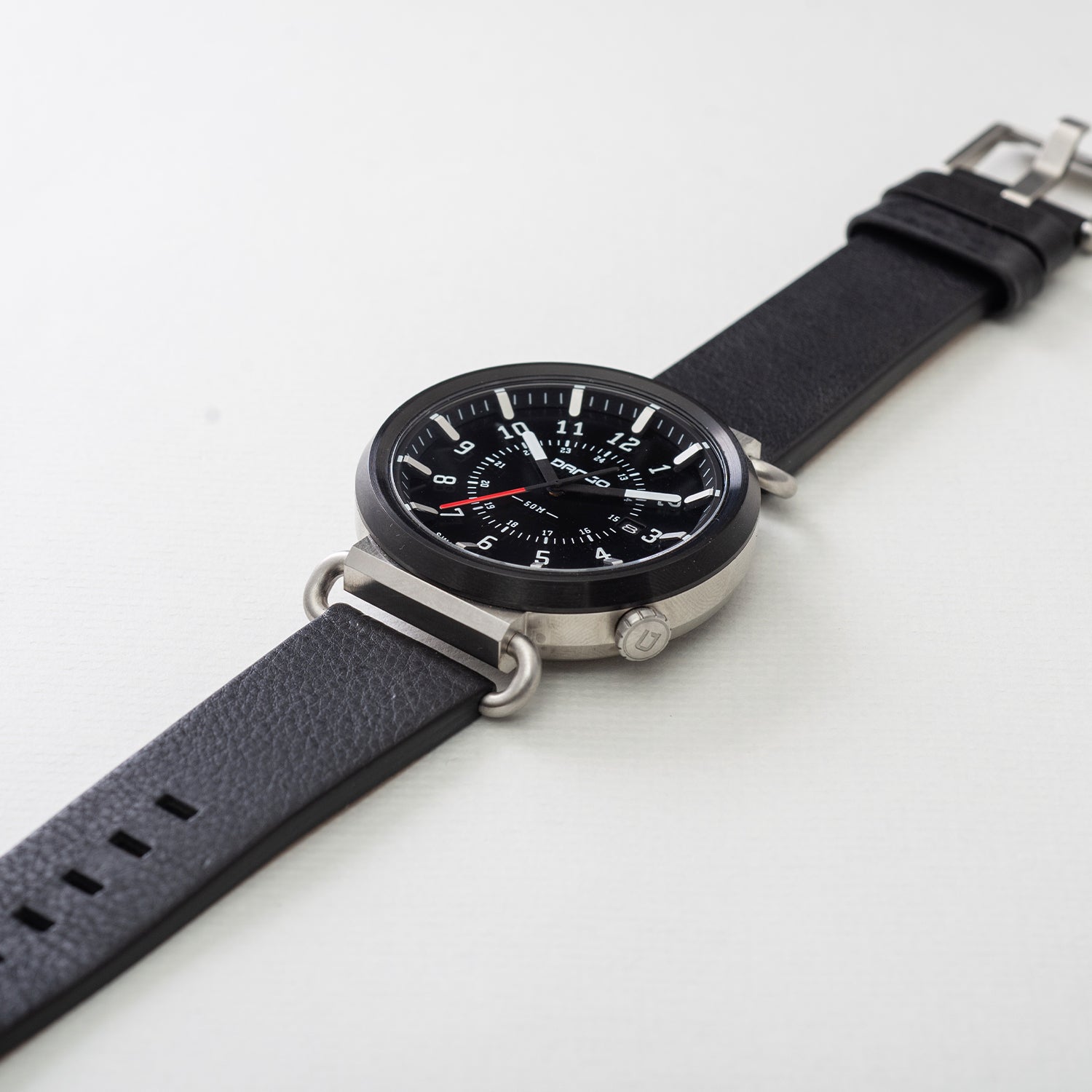 DANGO TK - 01 - TREK WATCH WITH ITALIAN LEATHER STRAP - JET BLACK - Angler's Pro Tackle & Outdoors