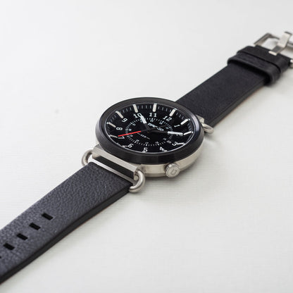 DANGO TK - 01 - TREK WATCH WITH ITALIAN LEATHER STRAP - JET BLACK - Angler's Pro Tackle & Outdoors
