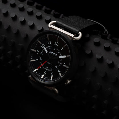 DANGO TK - 01 - TREK WATCH WITH ITALIAN LEATHER STRAP - JET BLACK - Angler's Pro Tackle & Outdoors