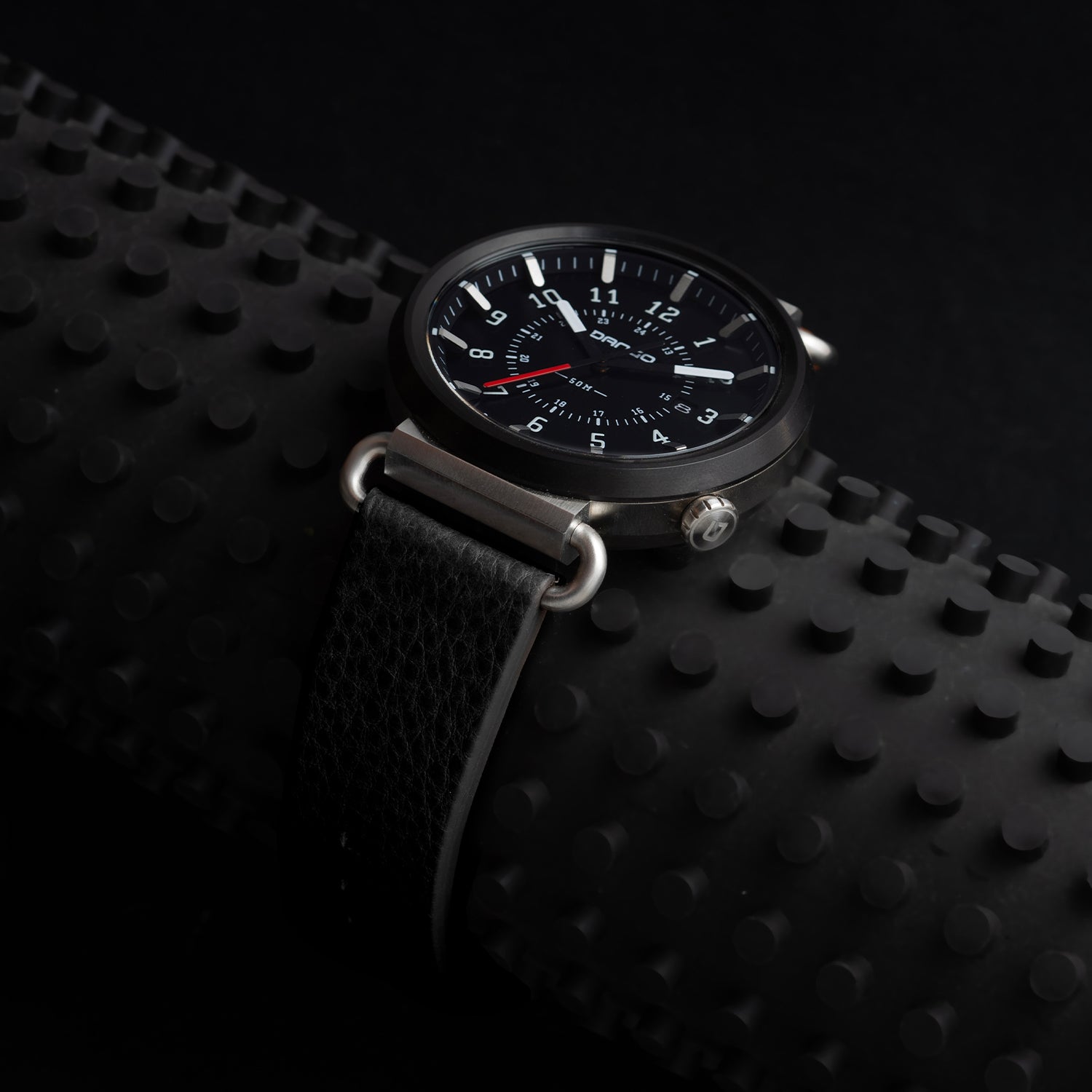 DANGO TK - 01 - TREK WATCH WITH ITALIAN LEATHER STRAP - JET BLACK - Angler's Pro Tackle & Outdoors