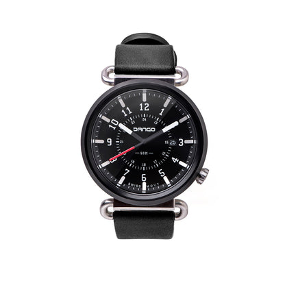 DANGO TK - 01 - TREK WATCH WITH ITALIAN LEATHER STRAP - JET BLACK - Angler's Pro Tackle & Outdoors