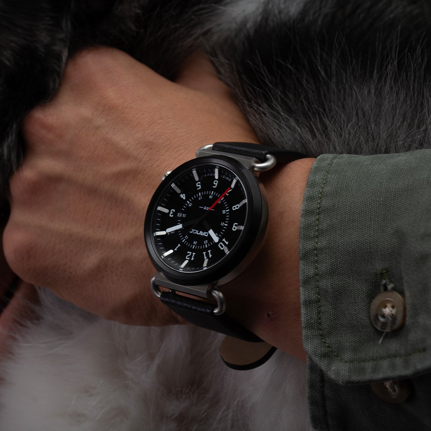 DANGO TK - 01 - TREK WATCH WITH ITALIAN LEATHER STRAP - JET BLACK - Angler's Pro Tackle & Outdoors