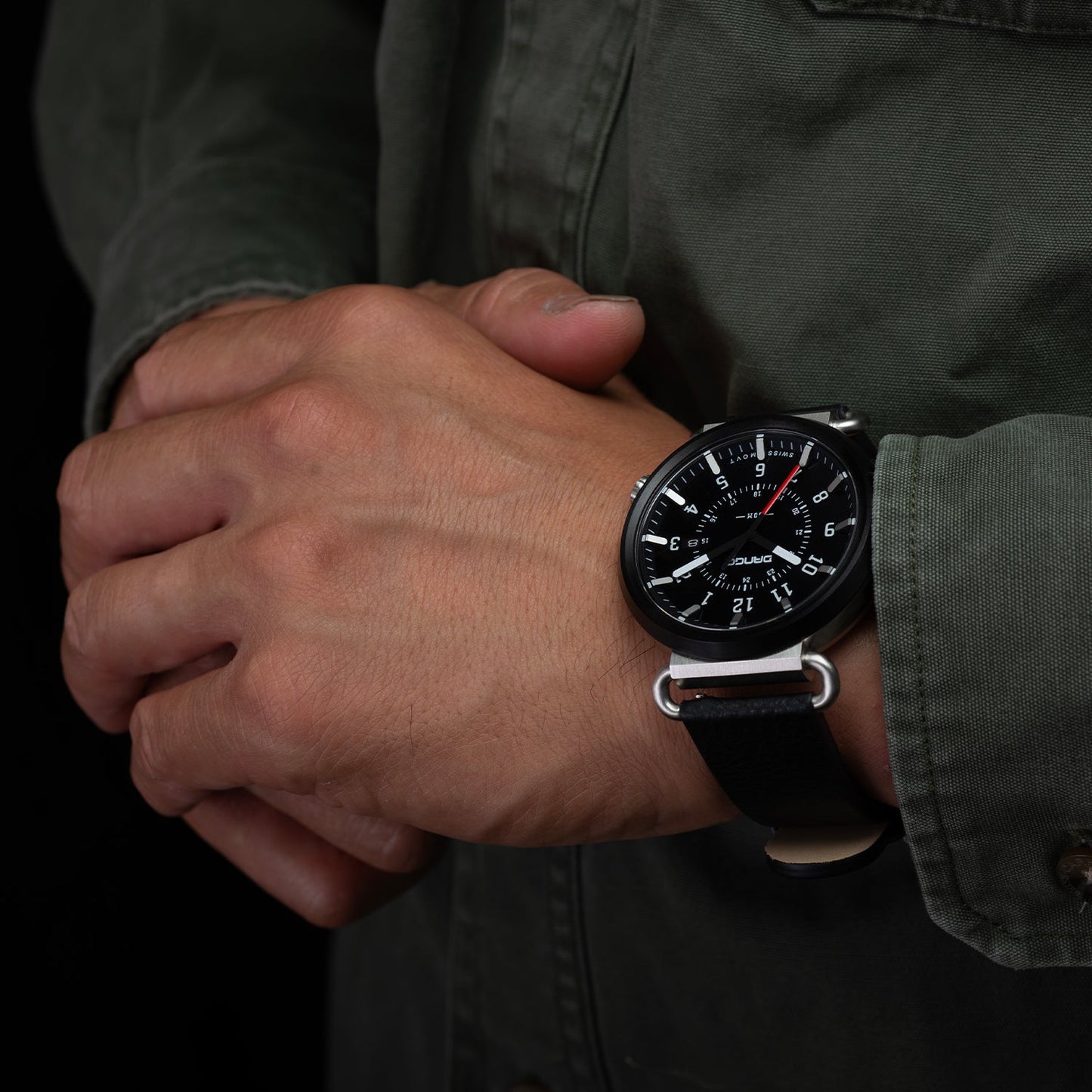 DANGO TK - 01 - TREK WATCH WITH ITALIAN LEATHER STRAP - JET BLACK - Angler's Pro Tackle & Outdoors