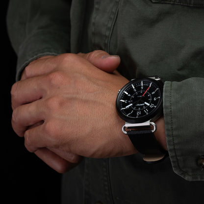 DANGO TK - 01 - TREK WATCH WITH ITALIAN LEATHER STRAP - JET BLACK - Angler's Pro Tackle & Outdoors