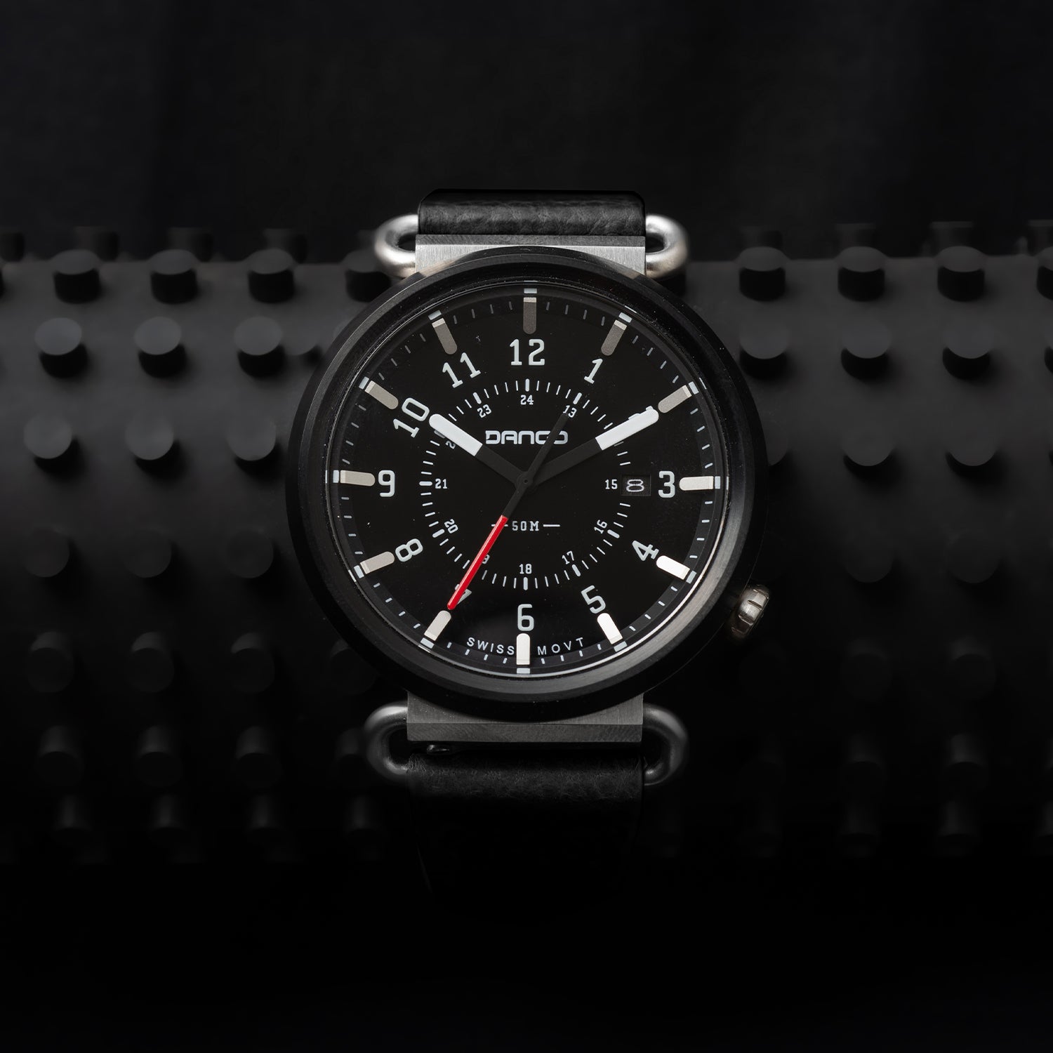 DANGO TK - 01 - TREK WATCH WITH ITALIAN LEATHER STRAP - JET BLACK - Angler's Pro Tackle & Outdoors