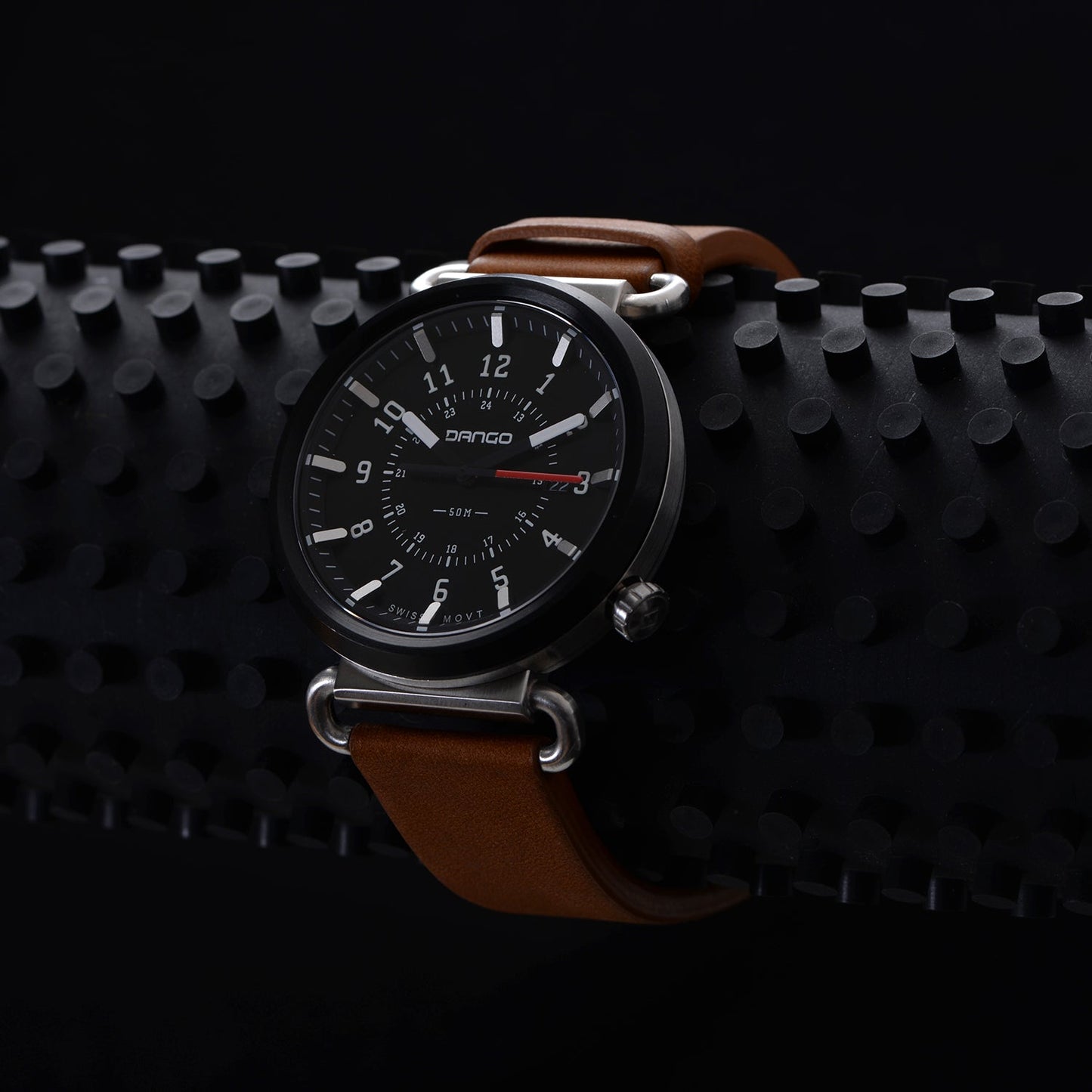 DANGO TK - 01 - TREK WATCH WITH ITALIAN LEATHER STRAP - WHISKEY BROWN - Angler's Pro Tackle & Outdoors