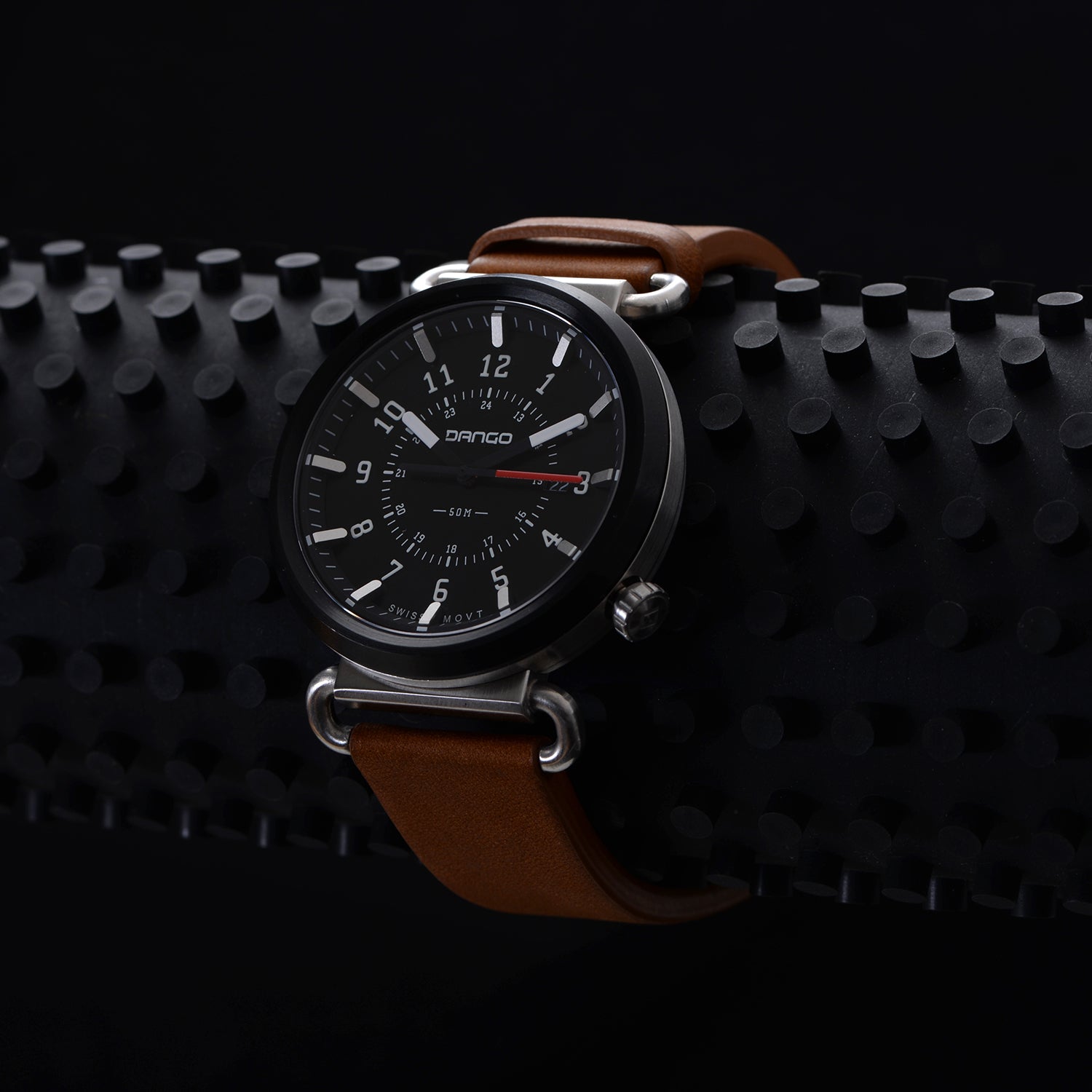 DANGO TK - 01 - TREK WATCH WITH ITALIAN LEATHER STRAP - WHISKEY BROWN - Angler's Pro Tackle & Outdoors