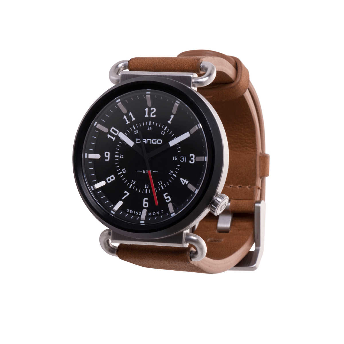 DANGO TK - 01 - TREK WATCH WITH ITALIAN LEATHER STRAP - WHISKEY BROWN - Angler's Pro Tackle & Outdoors