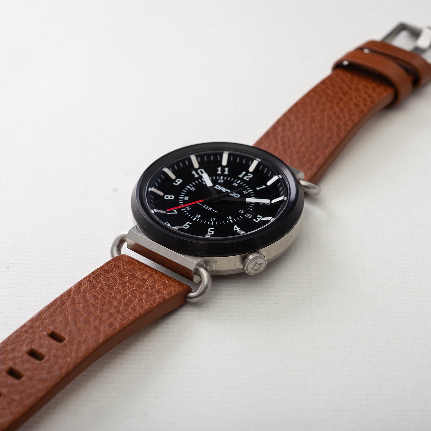 DANGO TK - 01 - TREK WATCH WITH ITALIAN LEATHER STRAP - WHISKEY BROWN - Angler's Pro Tackle & Outdoors