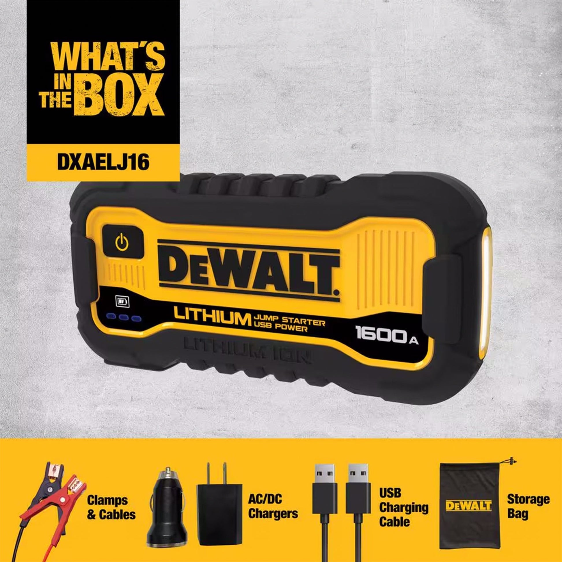 DEWALT 1600 Peak Amp Li - Po Battery Jump Power Starter, Portable Car Charger Set - Angler's Pro Tackle & Outdoors