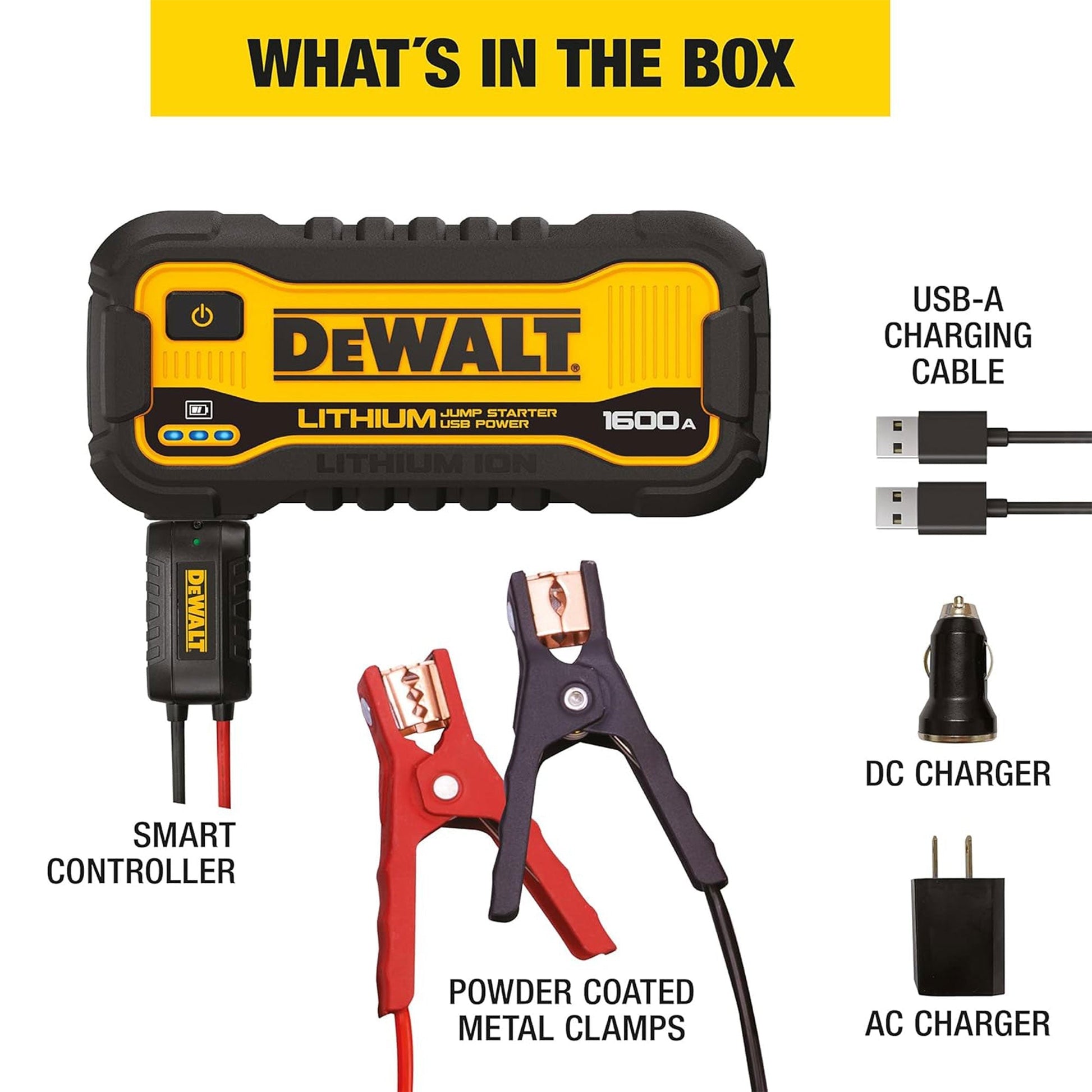 DEWALT 1600 Peak Amp Li - Po Battery Jump Power Starter, Portable Car Charger Set - Angler's Pro Tackle & Outdoors