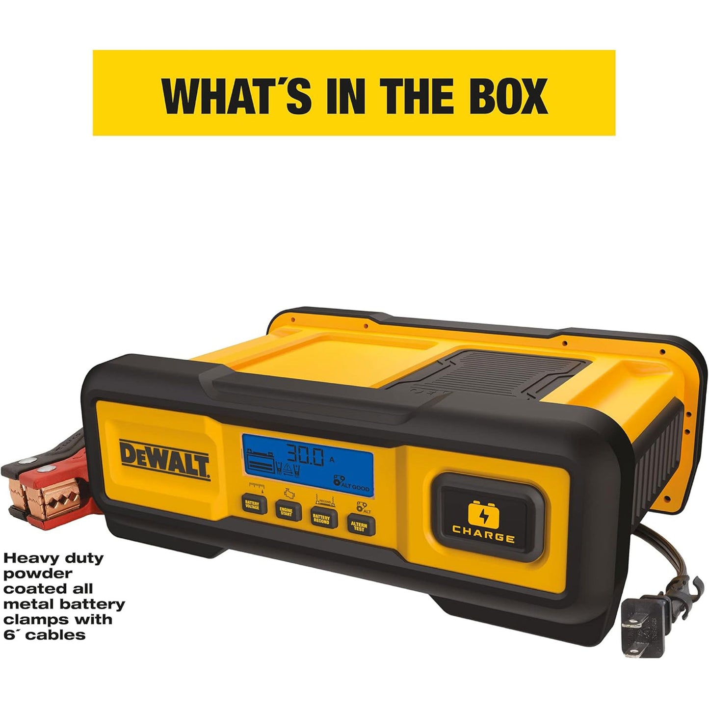 DEWALT Automotive or Marine Battery Charger, Maintainer with LCD Screen, 30 Amps - Angler's Pro Tackle & Outdoors