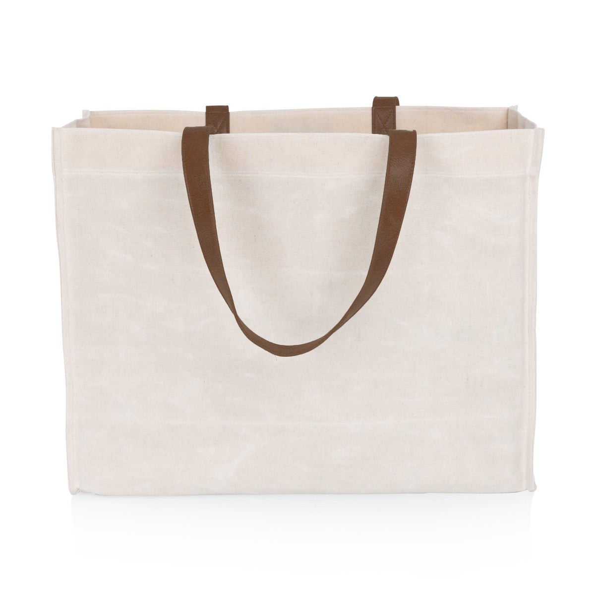 Picnic Time Market Waxed Canvas Tote with Leatherette Handles