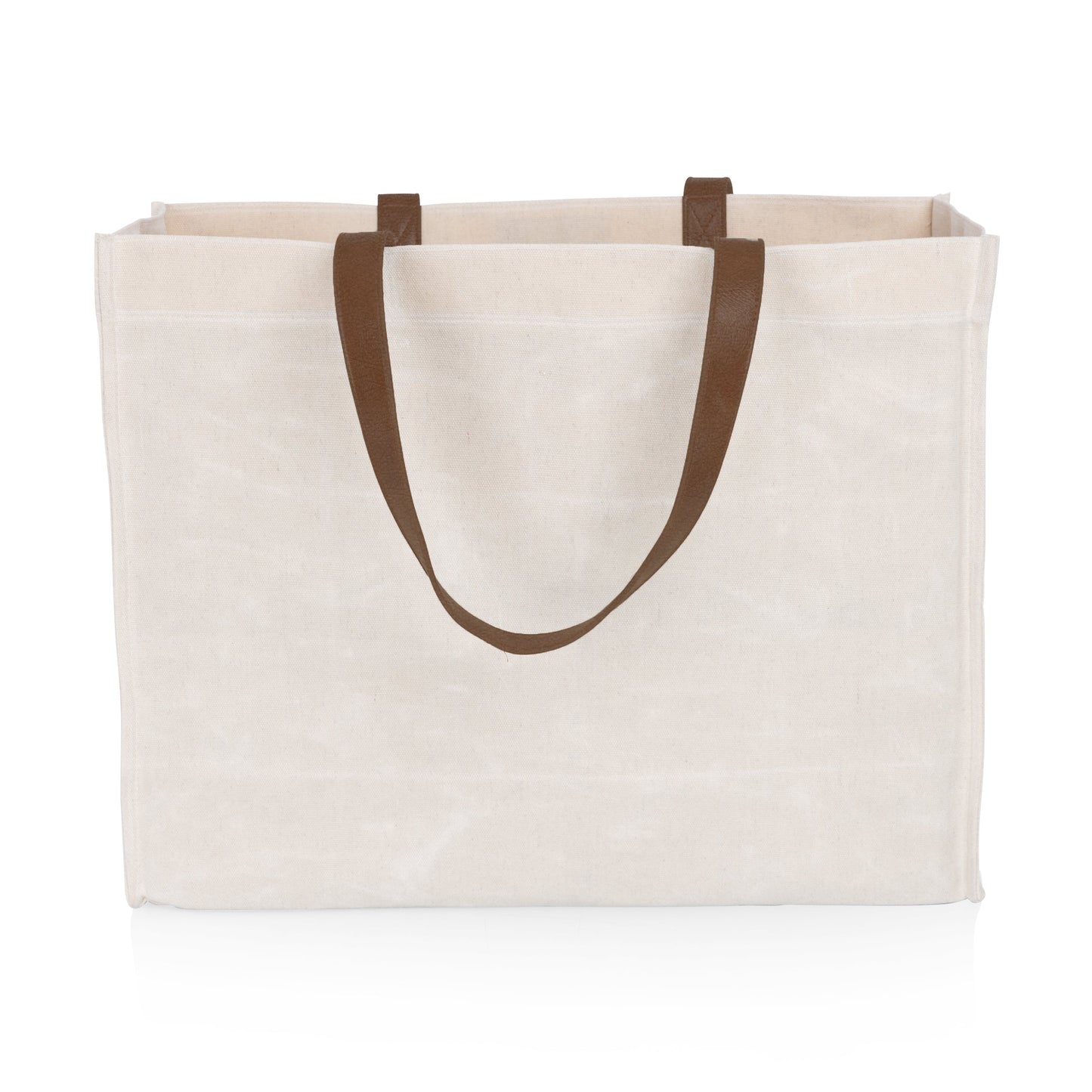 Picnic Time Market Waxed Canvas Tote with Leatherette Handles
