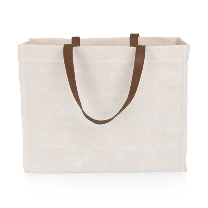 Picnic Time Market Waxed Canvas Tote with Leatherette Handles