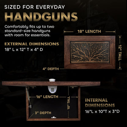 Bellewood Designs - Wood Gun Cabinet Birds In A Tree Wall Decoration - Hidden Gun Safe To Securely Store Your Gun In Plain Sight