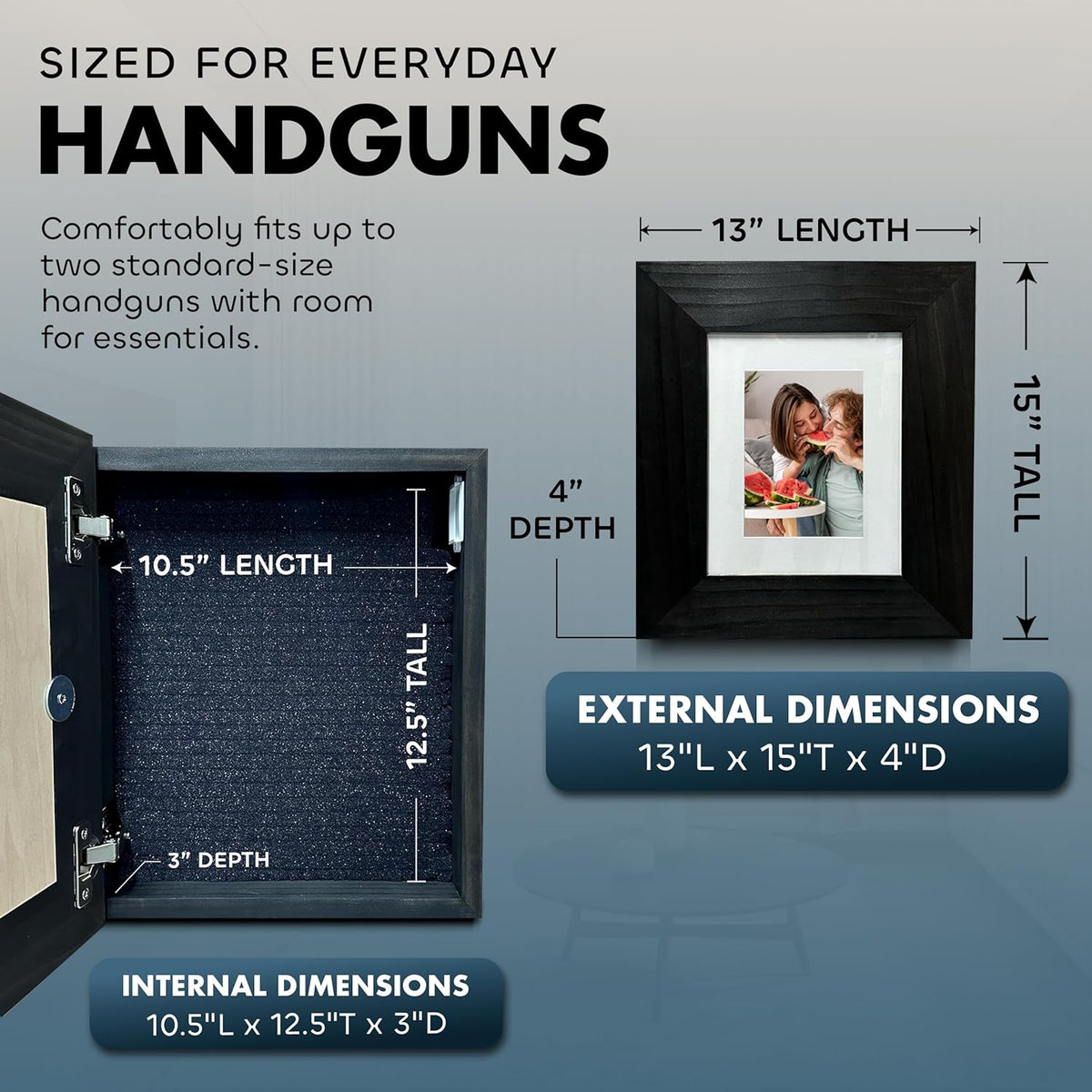 Bellewood Designs - Picture Frame Hidden Gun Storage Cabinet Home Decor