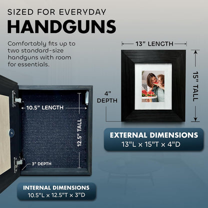 Bellewood Designs - Picture Frame Hidden Gun Storage Cabinet Home Decor