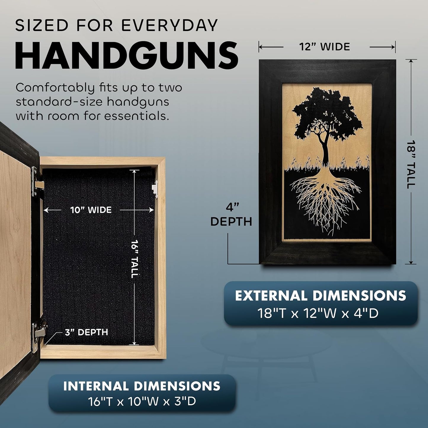 Bellewood Designs - Hidden Gun Storage Tree Roots Silhouette Concealment Shelf