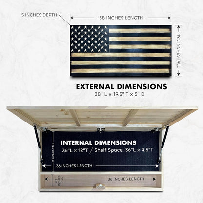 Bellewood Designs - Large American Flag Hidden Gun Storage Cabinet (Black)