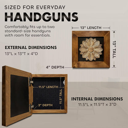 Bellewood Designs - Hidden Gun Cabinet Wall Decor Distressed Flower (Black)