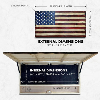 Bellewood Designs - Large American Flag Hidden Gun Storage Cabinet (Red and Blue)