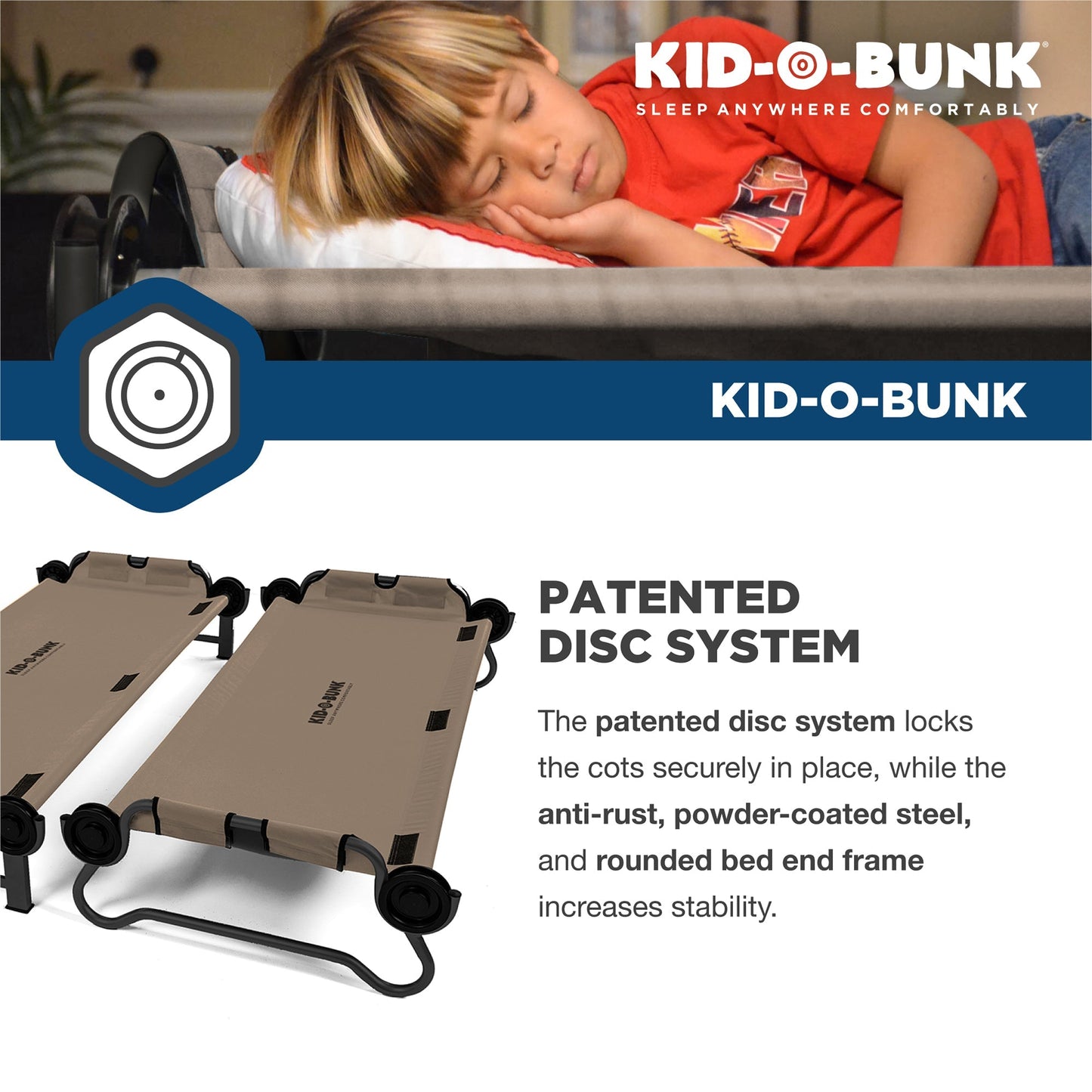 Disc - O - Bed Kid - O - Bunk Benchable Double Toddler Bed with Storage Organizers, Tan - Angler's Pro Tackle & Outdoors